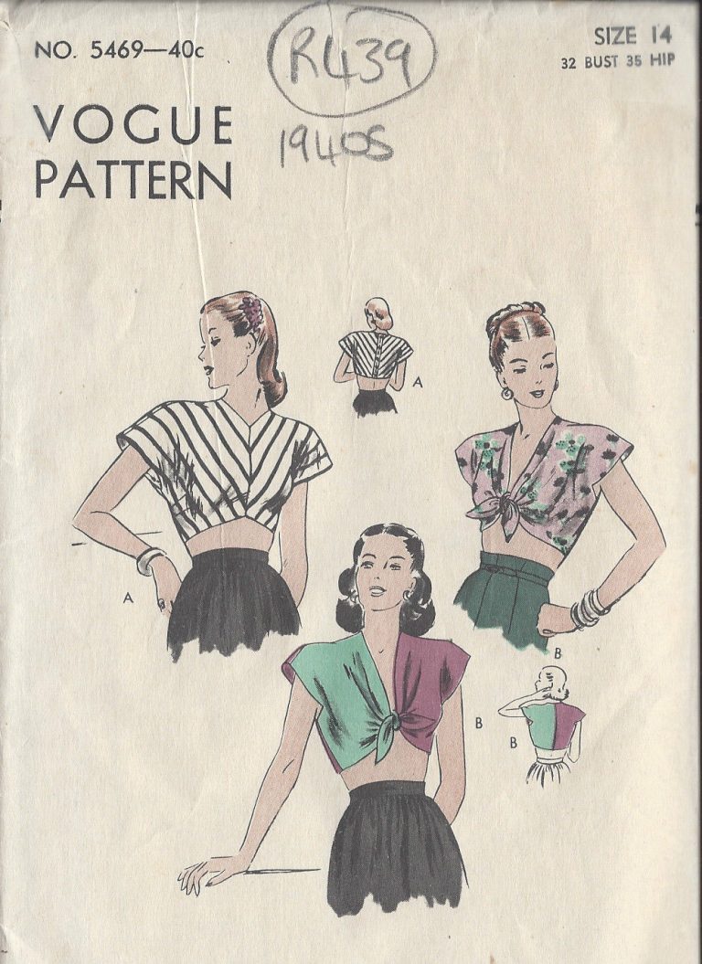 1940s Blouse Pattern Produced By The Vintage Pattern Shop