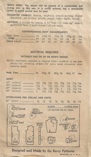 1939-Vintage-Sewing-Pattern-Size15-12-Chest-40-MENS-SHIRT-1779-262797135598-2