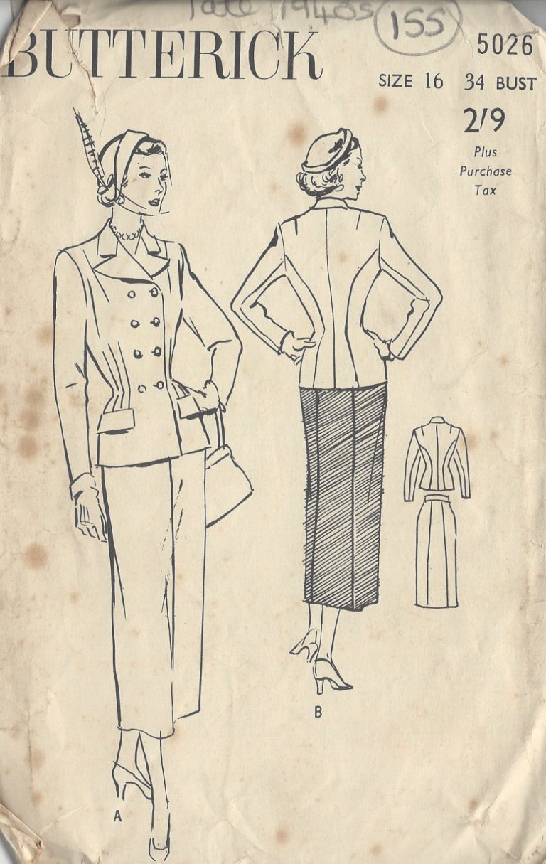 1940s WW2 Vintage VOGUE Sewing Pattern B32 SUIT JACKET SKIRT 1123