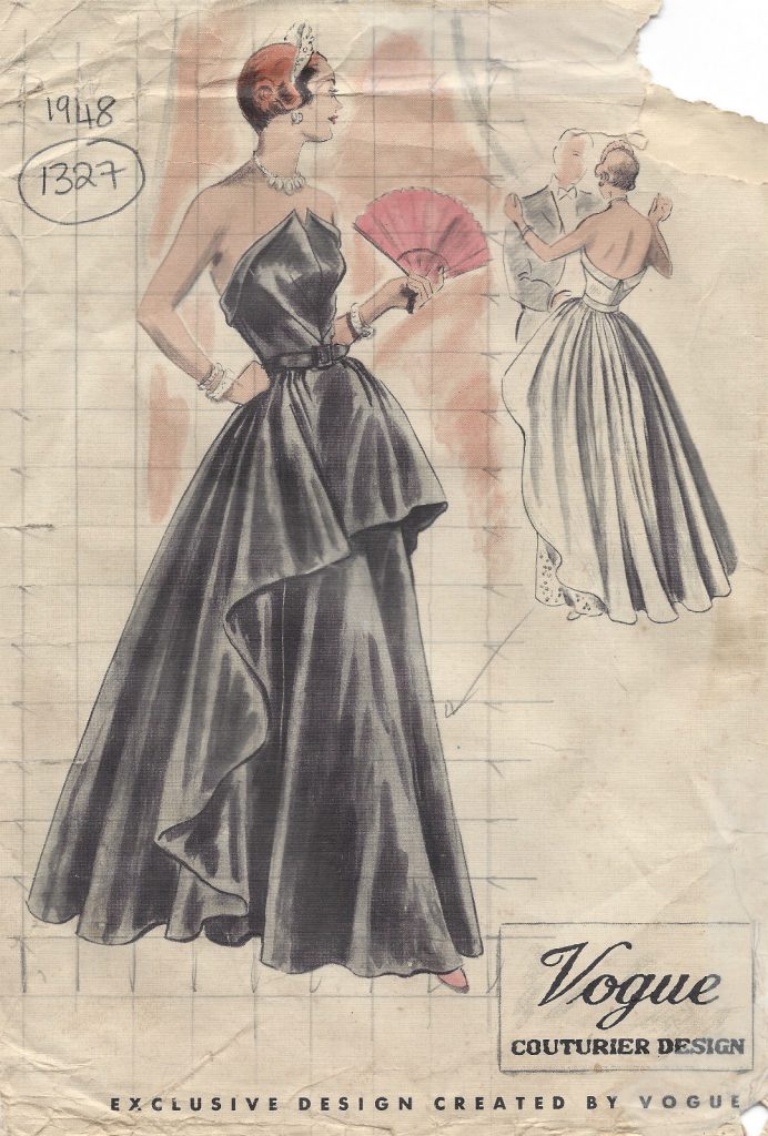 1948 Vintage VOGUE Sewing Pattern B38 EVENING DRESS GOWN 1327 The