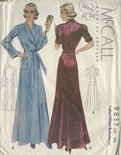 1938-Vintage-Sewing-Pattern-B36-BATHROBE-DRESSING-GOWN-1442-262398369787-468×600