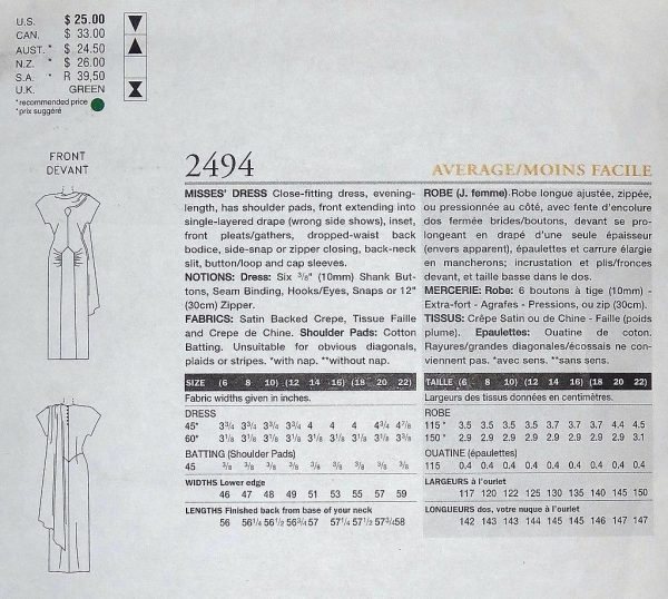 1948 Vintage VOGUE Sewing Pattern DRESS (Bust 30.5