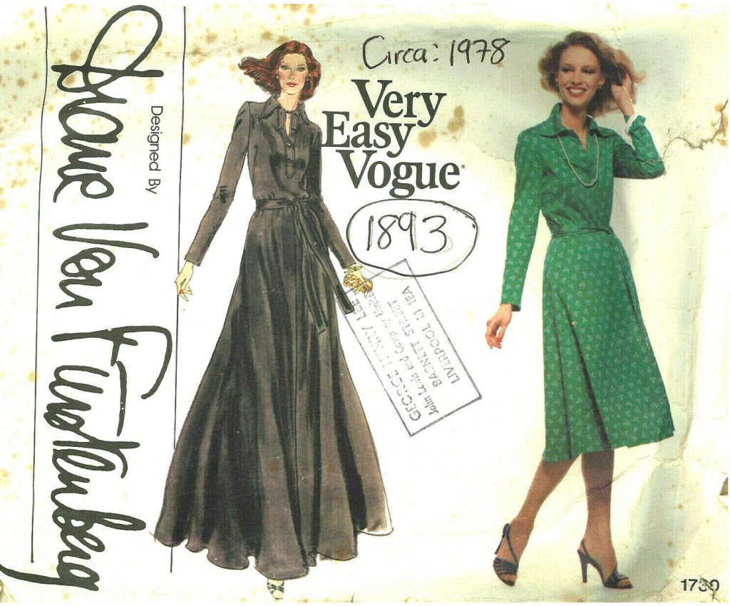 Patron De Robe Vintage Vogue 1978 Diane Von Furstenberg - Taille B36 - Motif Couture - Neuf Non Découpé