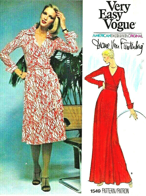 1976 Vintage VOGUE Sewing Pattern WRAP DRESS B36