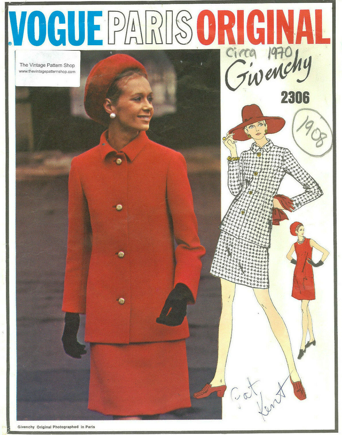 1970 Vintage VOGUE Sewing Pattern Dress & Jacket B36