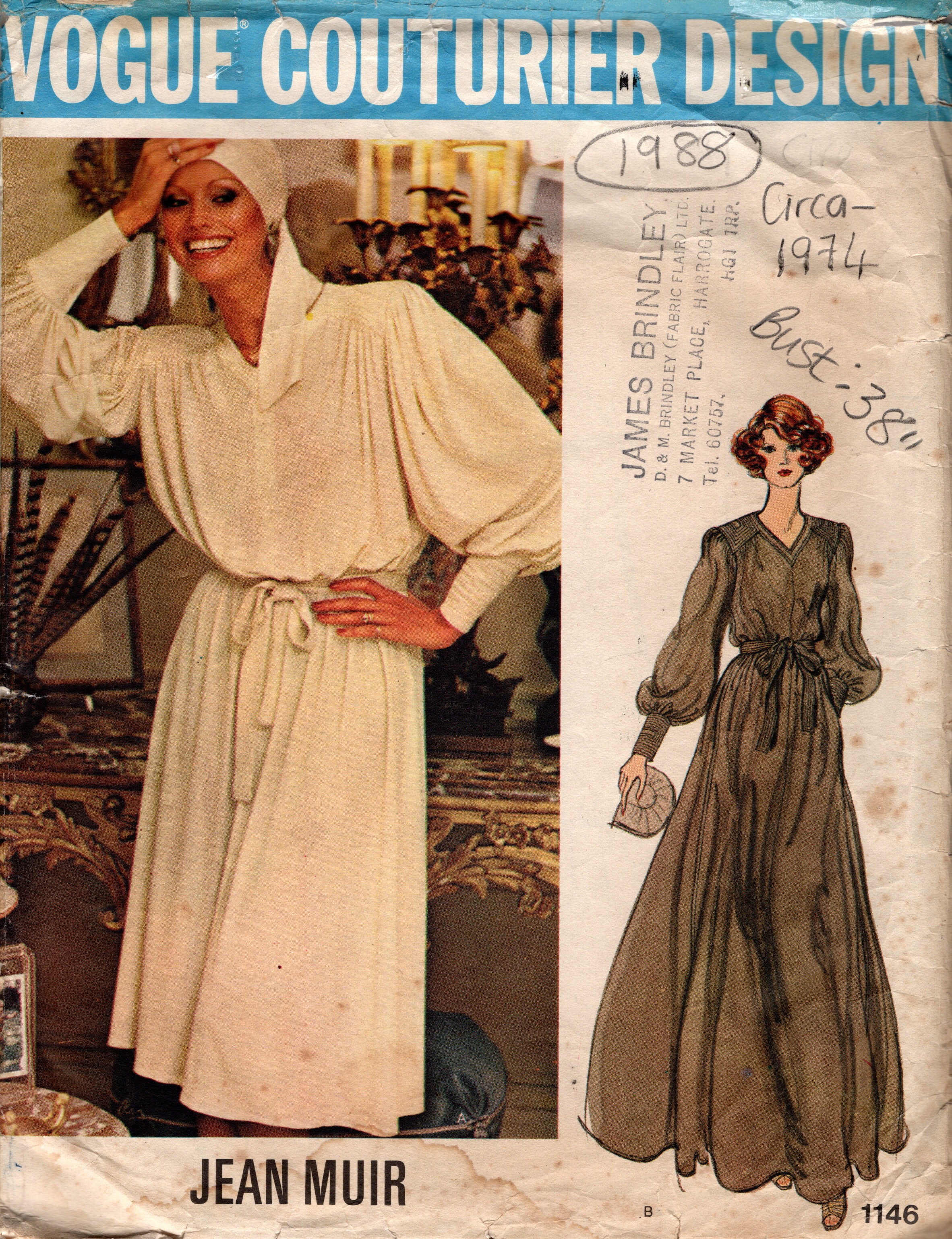 Shoes  &  Accessories 1972 Vintage VOGUE Sewing Pattern B34" DRESS & SHORTS 1877 BY JEAN MUIR Jean Muir Clothes 