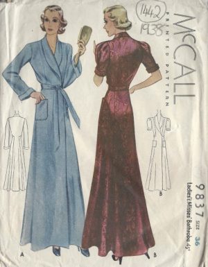 1938 Vintage Sewing Pattern B36″ BATHROBE DRESSING GOWN (1442R) By ...