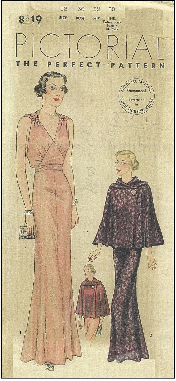1931 Vintage VOGUE Sewing Pattern B34 DRESS (1035R) - The Vintage Pattern  Shop