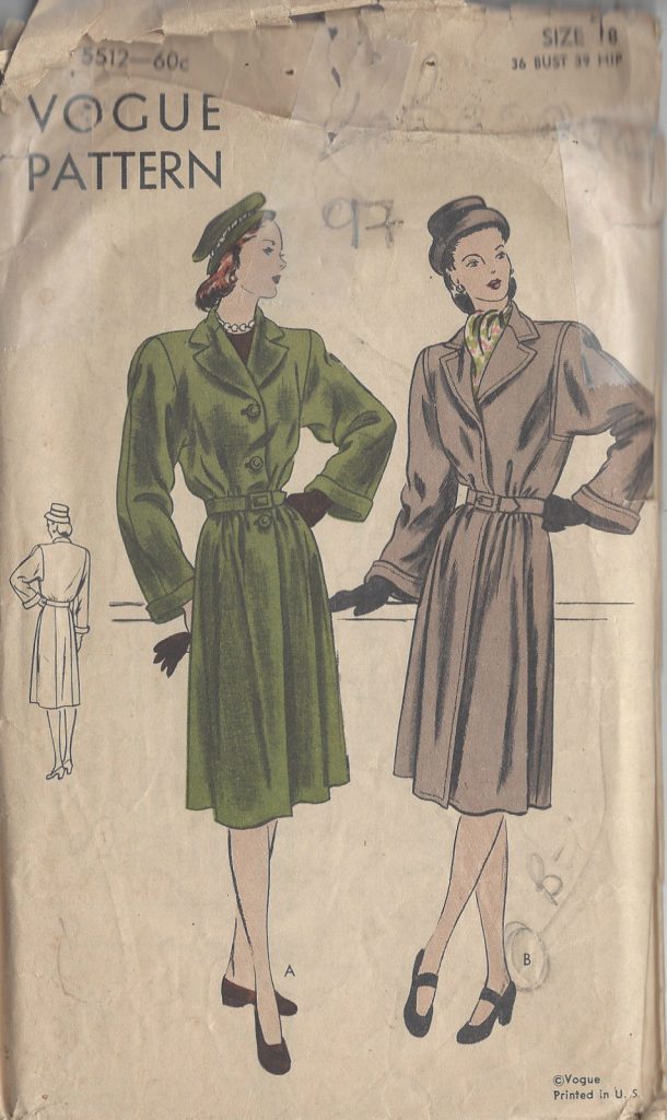 1940s Vintage VOGUE Sewing Pattern B36&" COAT (97) - The Vintage ...