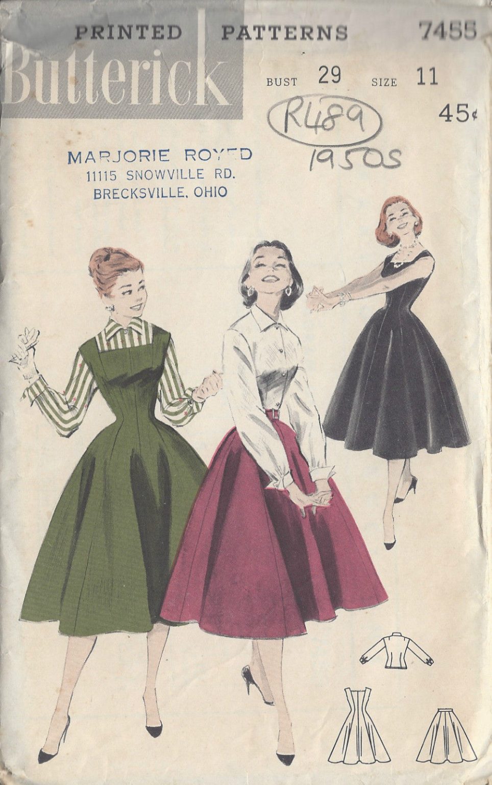 1950s Vintage Sewing Pattern B29