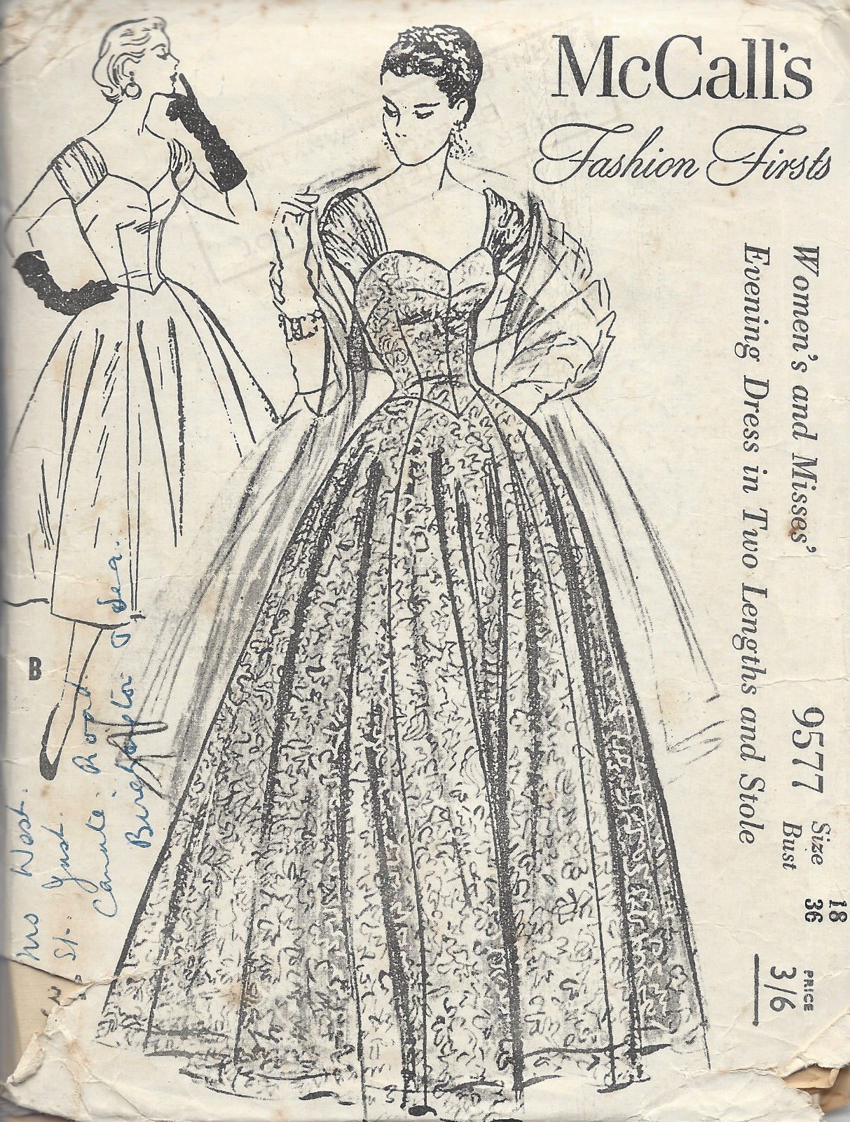 1950s STUNNING Evening Dress Pattern McCALLS 3855 Eye Catching Design Party Cocktail  Dress Bust 34 vintage Sewing Pattern FACTORY FOLDED