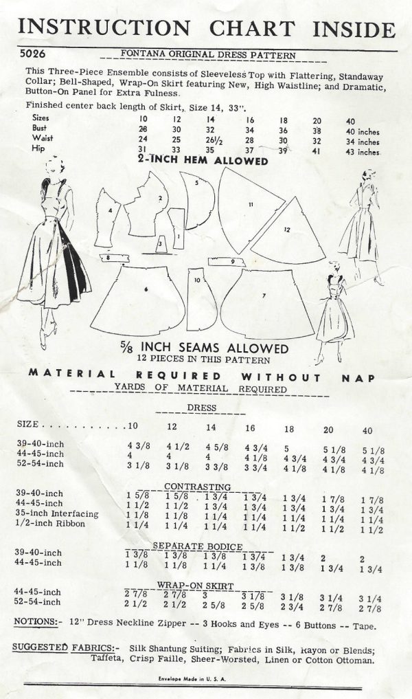 1952 Vintage Sewing Pattern B34