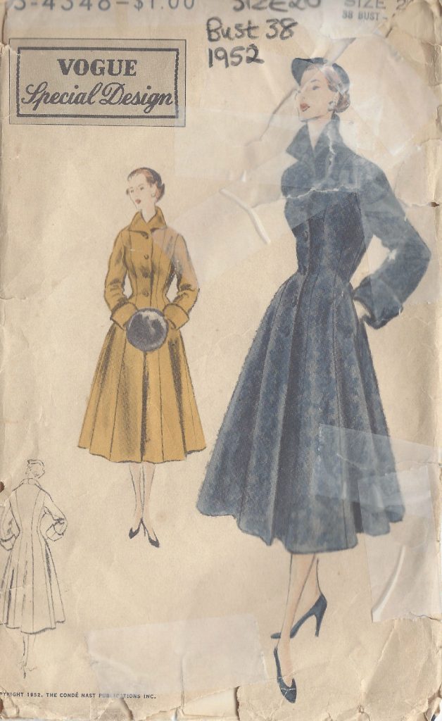 1952 Vintage VOGUE Sewing Pattern B38" COAT (1069) - The Vintage ...