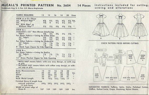 1956 Vintage Sewing Pattern B34
