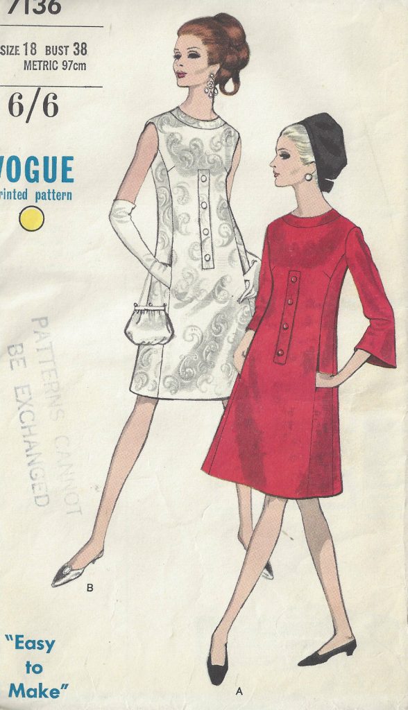 1960s Vintage VOGUE Sewing Pattern B38" DRESS (1592) - The Vintage ...