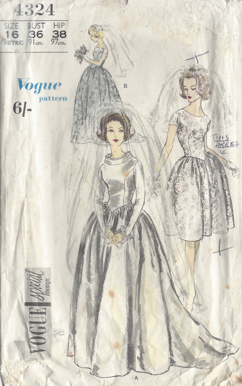 Sewing Pattern for Bridal Gown, Vogue Bridal Original Pattern, Vogue Pattern  V1032, Raised Waist Gown, V Neck, Trumpet Skirt W Train - Etsy Israel