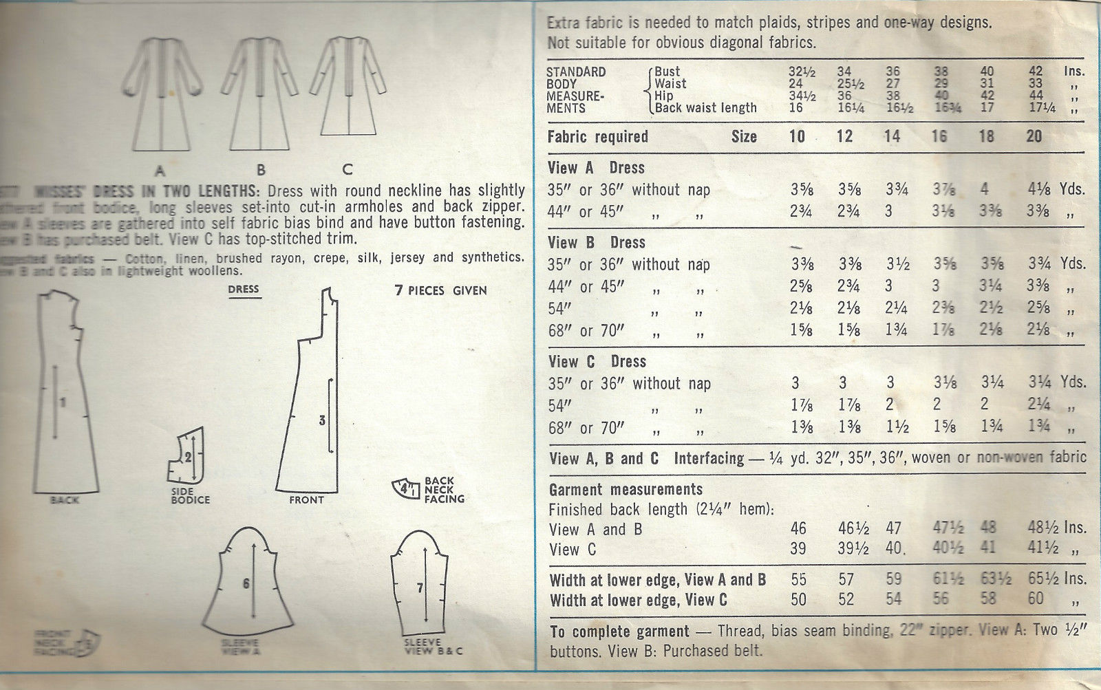 1970 Vintage Sewing Pattern B36