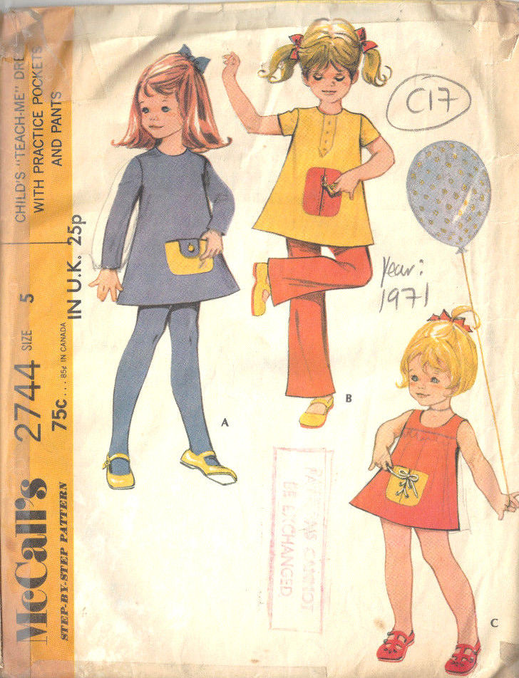 Vintage 1960's Children's Sewing Patterns-5 patterns Size 6-6X