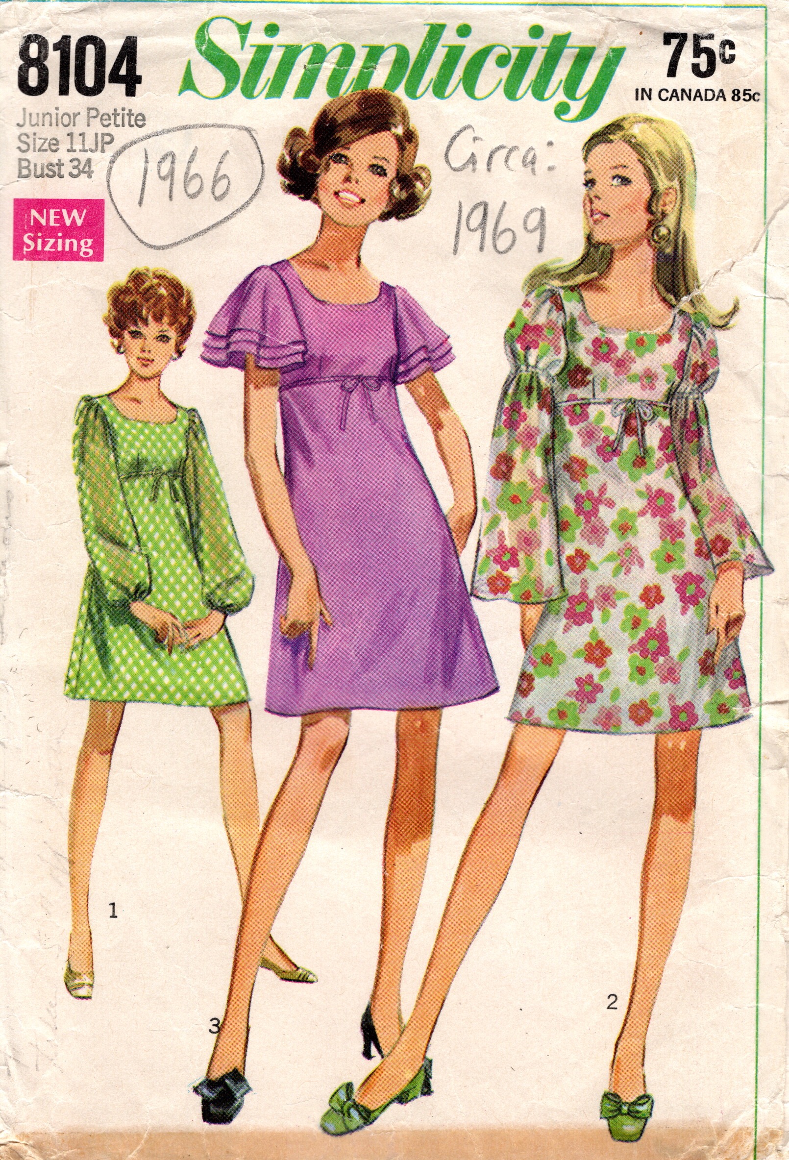 1969 Vintage Sewing Pattern B34 DRESS (1966) By Simplicity 8104 - The Vintage  Pattern Shop
