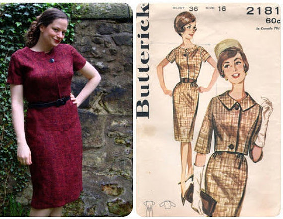 1960s Vintage Sewing Pattern B38 JACKET & DRESS (1806RR) BUTTERICK