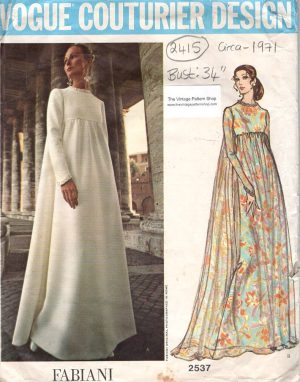 1971 Vintage VOGUE Sewing Pattern B34in EVENING Dress (2415) Fabiani of Italy VOGUE 2537