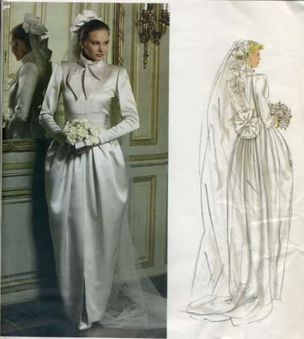 1979 Vintage VOGUE Sewing Pattern B36″ Wedding Dress Tie Cummerbund (2413) Christian Dior Vogue 2545 - Image 2