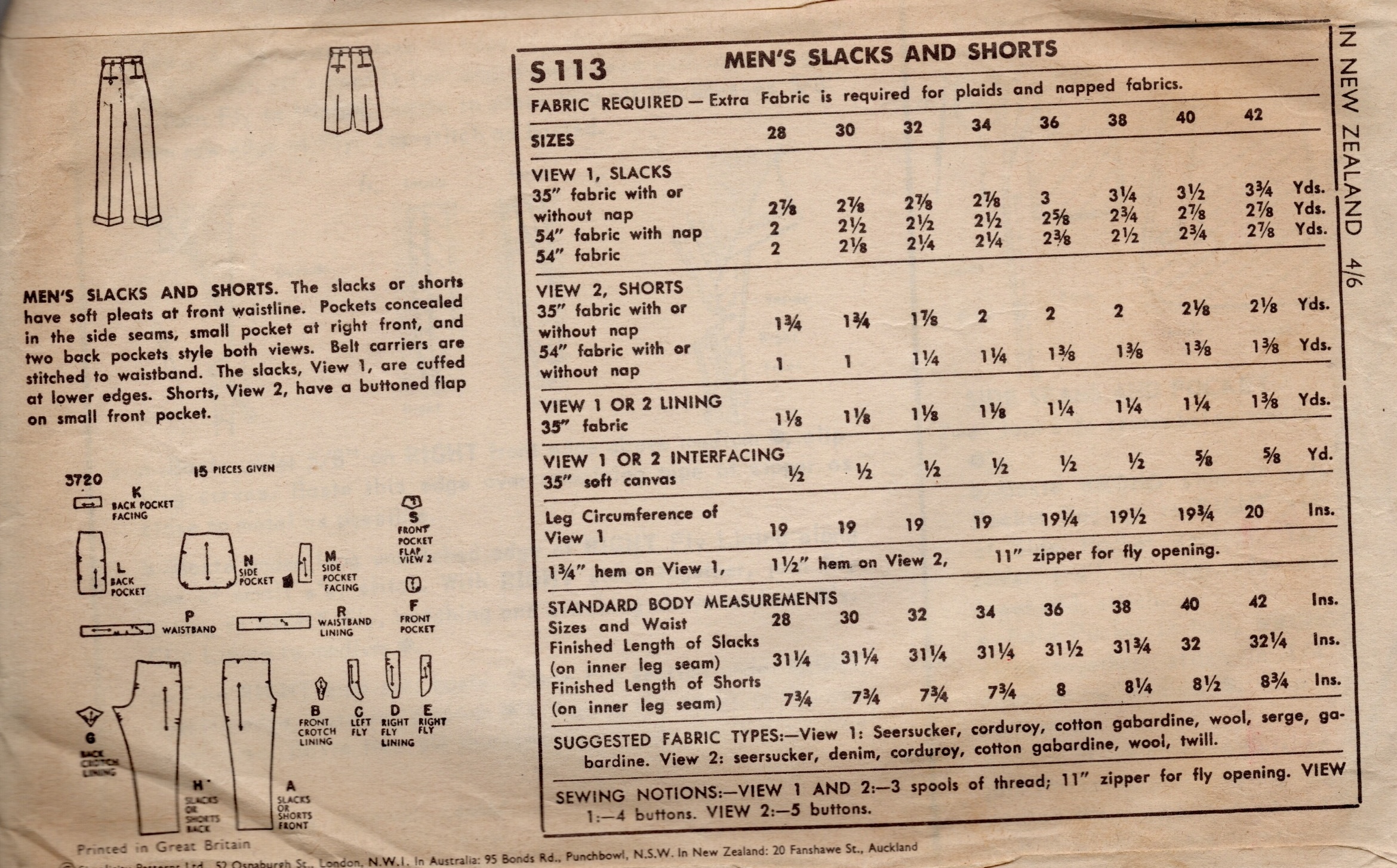 1943 WW2 Vintage Sewing Pattern NECK:14-14 1/2ins CHEST: 34-36 MEN'S SHIRT (2432) - Image 2