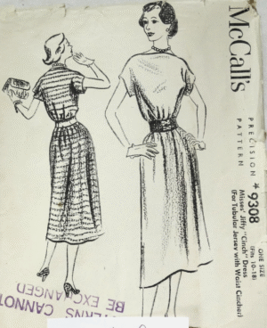 1953 Vintage Sewing Pattern Jersey Tuberlar Dress (B28-to-36ins) (2427) McCalls 9308