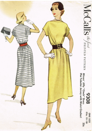 1953 Vintage Sewing Pattern Jersey Tuberlar Dress (B28-to-36ins) (2427) McCalls 9308