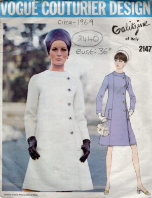 1969 Vintage VOGUE Sewing Pattern B36" DRESS (2440) By Irene Galitzine Vogue 2147