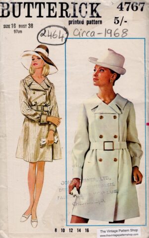 1968 Vintage Sewing Pattern B38" DRESS (2464)  Butterick 4767