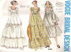 1971 Vintage Vogue Sewing Pattern B34″ WEDDING & BRIDESMAID DRESS (2485) Vogue 2460