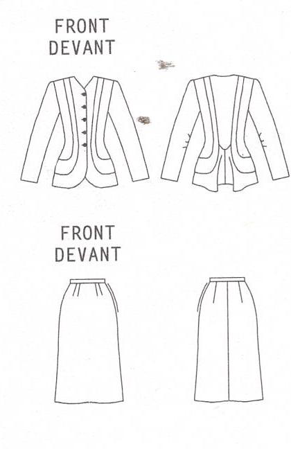 1947 Vintage VOGUE Sewing Pattern JACKET & SKIRT (Bust: 30 1/2”-31 1/2”-32 1/2” - 34") (2506) Vogue V1019 - Image 3