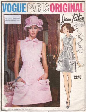 1969 Vintage VOGUE Sewing Pattern DRESS Bust 34" (2496) By Patou Vogue 2246