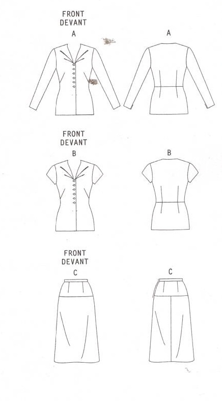 1948 Vintage VOGUE Sewing Pattern BLOUSE & SKIRT (Bust: 28 1/2”-30 1/2”-31 1/2”-32 1/2”) (2507) Vogue V1072 - Image 4