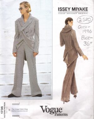 1996 Vintage VOGUE Sewing Pattern (Bust: 36in) Jacket & Pants (2520) By Issey Miyake Vogue 1736