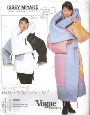 1996 Vintage VOGUE Sewing Pattern (Bust: 31 1/2” - to - 40in) Coat (2521) By Issey Miyake Vogue 1859