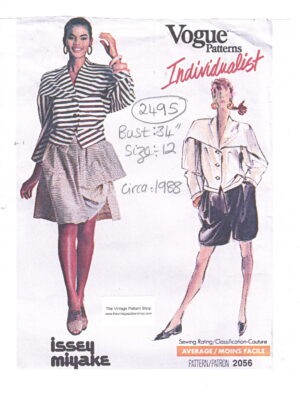 1988 Vintage VOGUE Sewing Pattern (Bust: 34 ins) Top Skirt Shorts (2495) By Issey Miyake VOGUE 2056