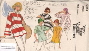 1976 Vintage VOGUE Sewing Pattern (Bust 31 1/2” - 32 1/2") T-Shirts (2550) Vogue 9444