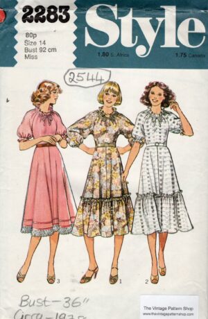 1978 Vintage Sewing Pattern B36" DRESS (2544) Style 2283