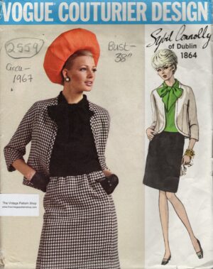 1967 Vintage VOGUE Sewing Pattern (Bust 38”) Suit & Blouse (2559) By Sybil Connolly of Dublin Vogue 1864