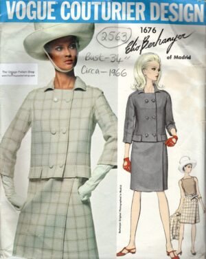 1966 Vintage VOGUE Sewing Pattern (Bust 34”) JACKET & DRESS (2563) By Elio Berhanyer of Madrid Vogue 1676