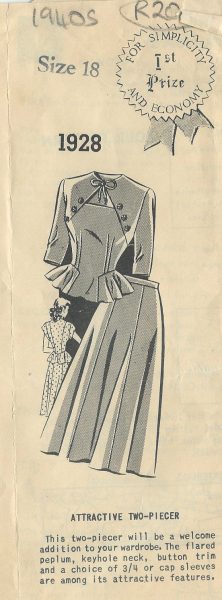 1940s-Vintage-Sewing-Pattern-B36-SKIRT-TOP-R209-261644552630