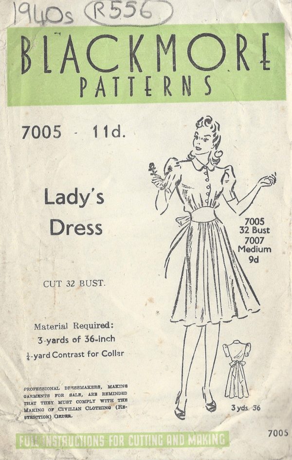 1940s-Vintage-Sewing-Pattern-DRESS-B32-R556-251150986150