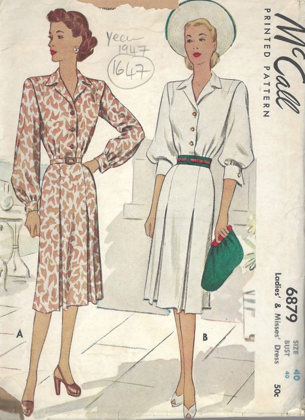 1947-Vintage-Sewing-Pattern-B40-DRESS-1647-252383667710