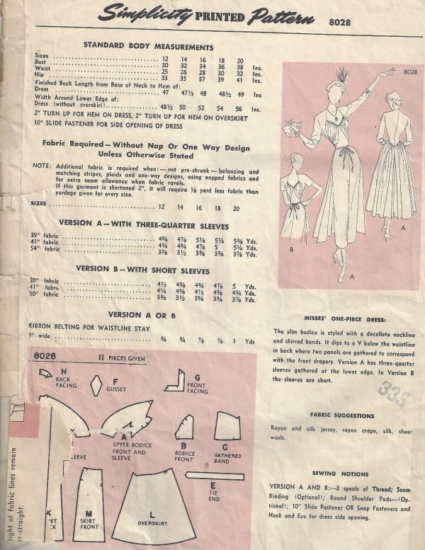 1949-Vintage-Sewing-Pattern-B34-DRESS-1762-252701337690-2