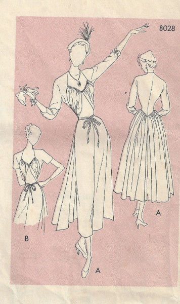 1949-Vintage-Sewing-Pattern-B34-DRESS-1762-252701337690-3