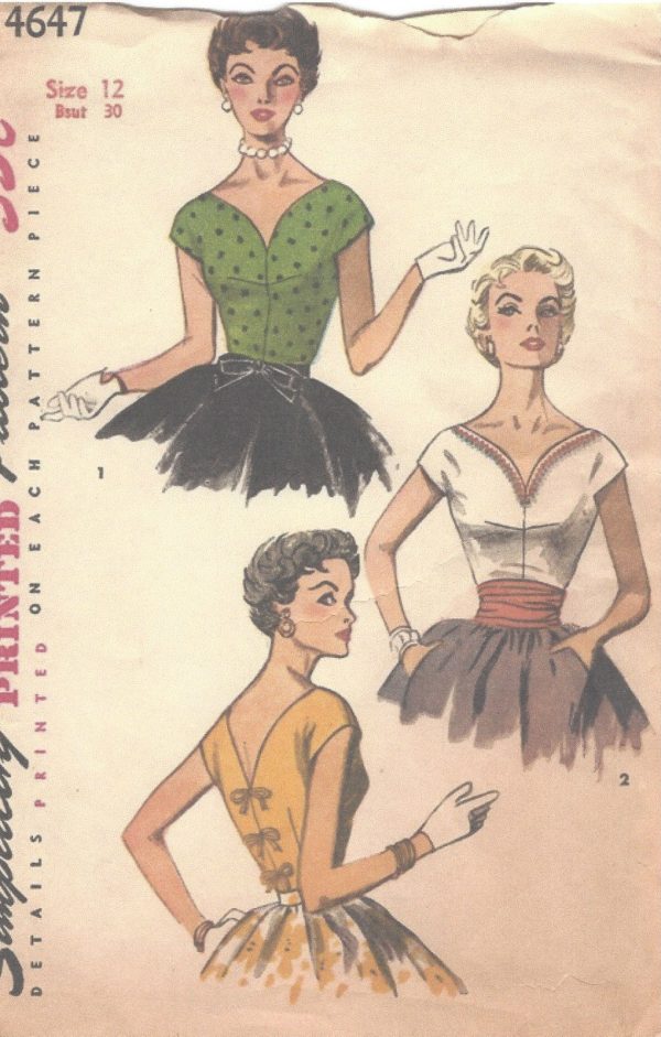 1950s-Vintage-Sewing-Pattern-B30-BLOUSE-CUMMERBUND-R791-251191789770
