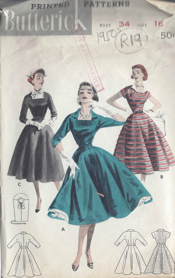 1950s-Vintage-Sewing-Pattern-B34-DRESS-R19-251172237950