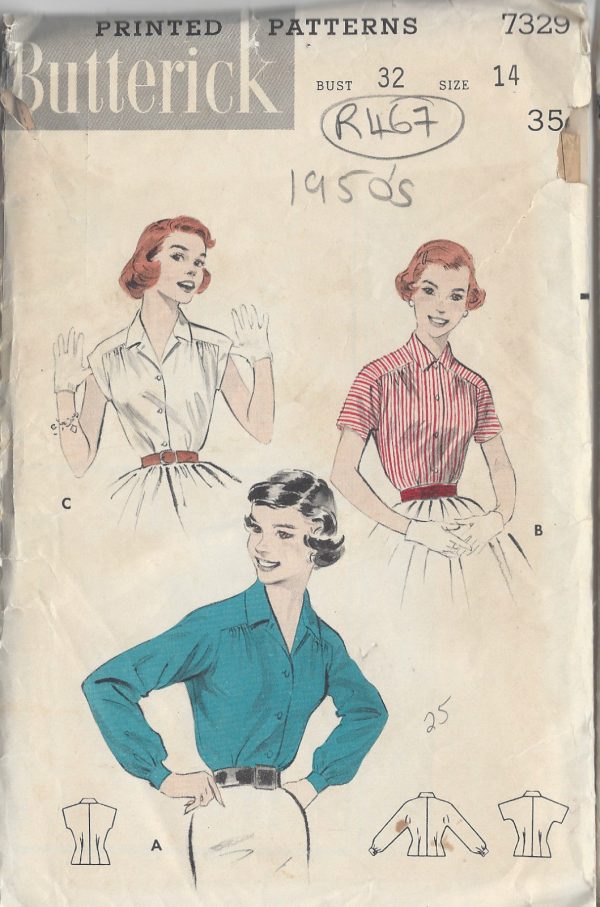 1950s-Vintage-Sewing-Pattern-BLOUSE-B32-R467-251151592100